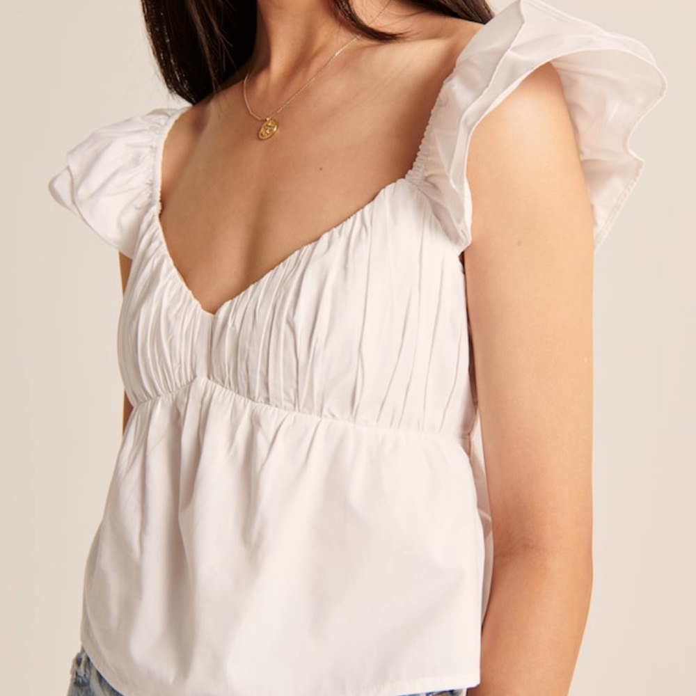 Abercrombie Ruffle Poplin Top - Picture 3 of 7